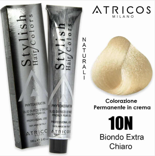 Stylish Hair Colors 10N Louro Extra Claro, coloração capilar permanente em creme com óleo de figo da Índia. Cobertura 100% dos cabelos brancos.