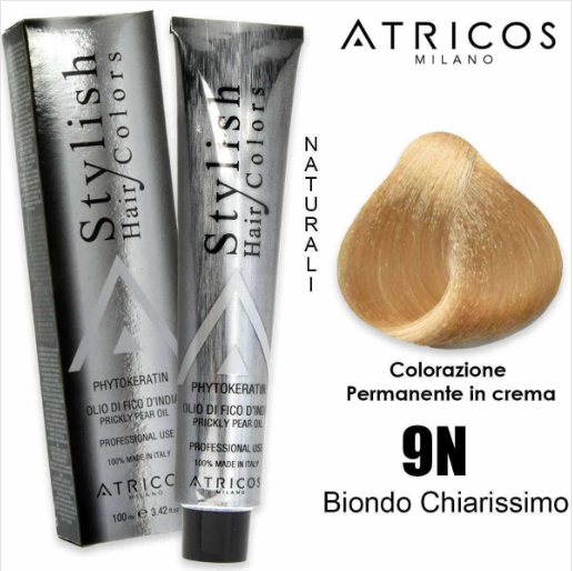 Stylish Hair Colors 9N Louro Claríssimo, coloração capilar permanente em creme com óleo de figo-da-índia e fitoqueratina. Cobertura 100% dos brancos.