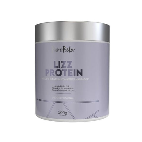 Botox Lizz Protein 500g com ácido hialurônico e óleo de semente de uva. Máscara redutora profissional para tratamento capilar com efeito matizador.